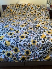 3 Pc Set marimekko Mykero Sunflower Queen duvet cover  Standard Shams