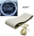 Classic Grip Synthetic Vinyl Old School Wrap Steering Wheel Cover White 14-16"