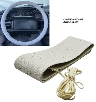 Classic Grip Synthetic Vinyl Old School Wrap Steering Wheel Cover White 14-16''