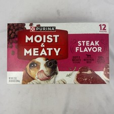 Purina Moist Meaty Dog Food Steak Flavor w/ Real Beef 12 Pouches