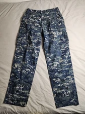 Vintage US Navy Military Camo Pants Trousers Mens Size Medium Blue Cargo USA