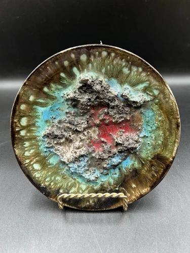 Glit Icelandic Lava Pottery Plate Handmade Wall Hanging Display Vintage 