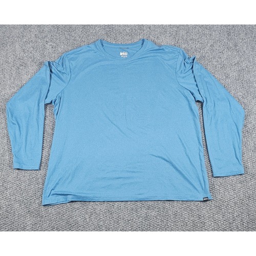 REI Co-op Mens XXL Long Sleeve Crew Neck Athletic T-Shirt Blue Performance - Picture 2 of 7