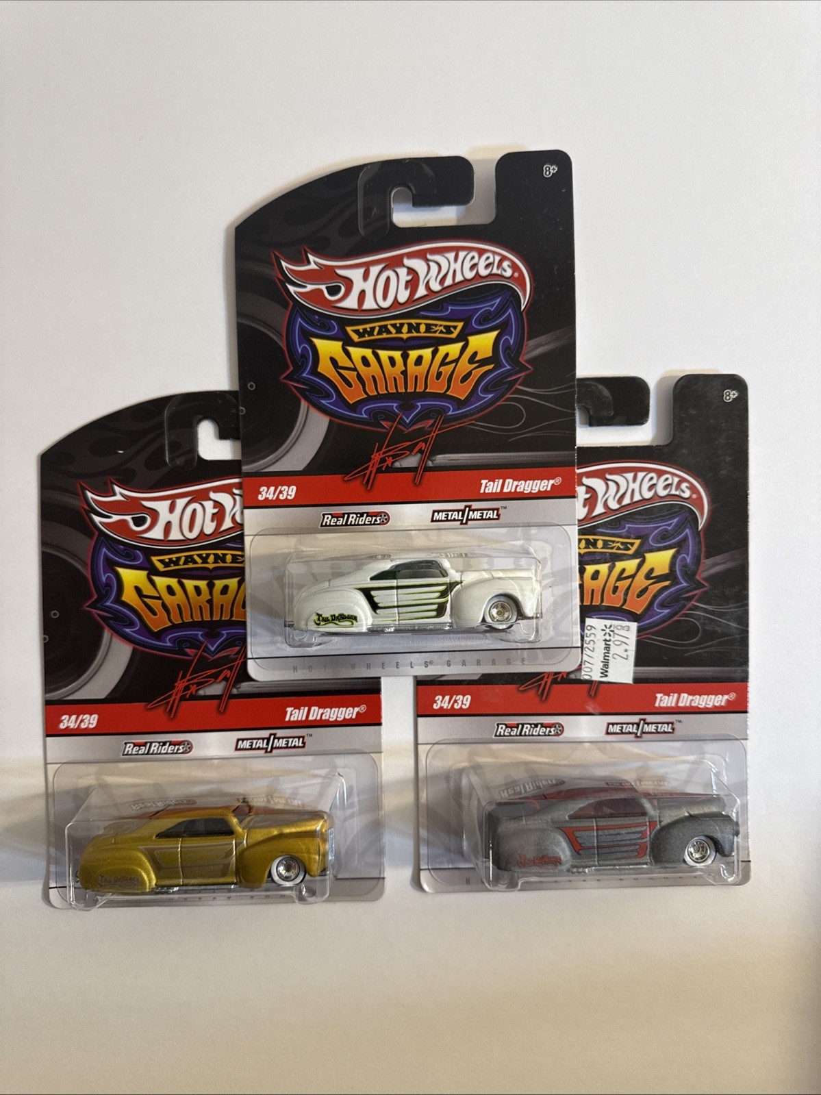 3 Different 2009 Hot Wheels Wayne’s Garage Tail Dragger Real Riders