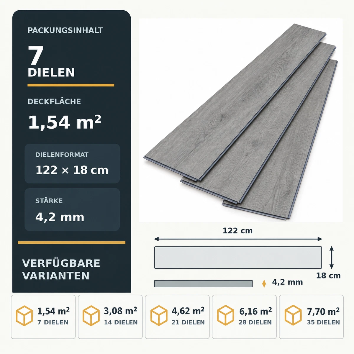 Suelo de vinilo clic Windswell nogal americano roble 4,2 mm sonido de pisada resistente al agua aspecto de madera