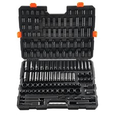 130pc Heavy Duty Impact Socket Set 3/8" & 1/2" Drive SAE Metric Cr-Mo 6-Point