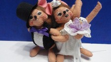 Vintage Annalee Mobilitee Dolls 5" Petite Bride  Groom Mice Set NWT NOS