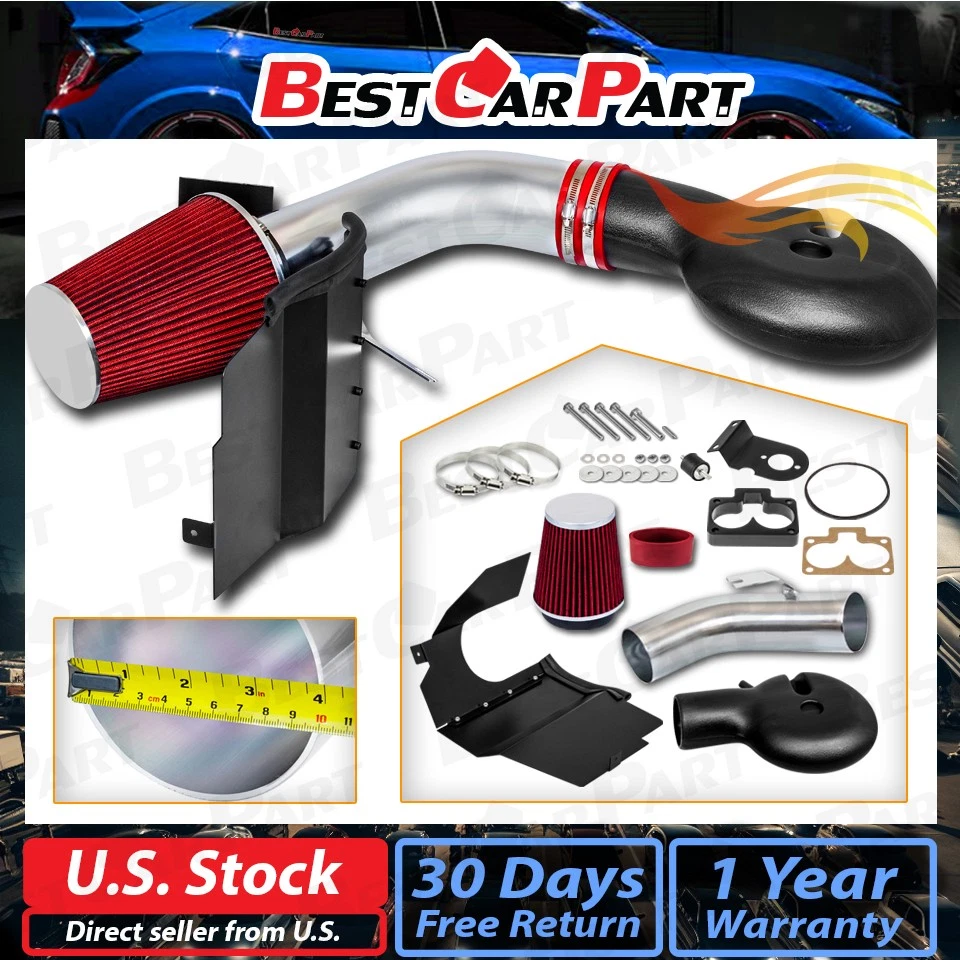 Dodge Dakota 97-99 5,2/5,9 L V8 sistema de admisión de aire frío rojo + filtro seco Foto 2 de 4