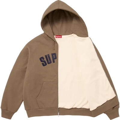 Supreme Arc Thermal Lined Zip Up Hooded Sweatshirt Brown | eBay