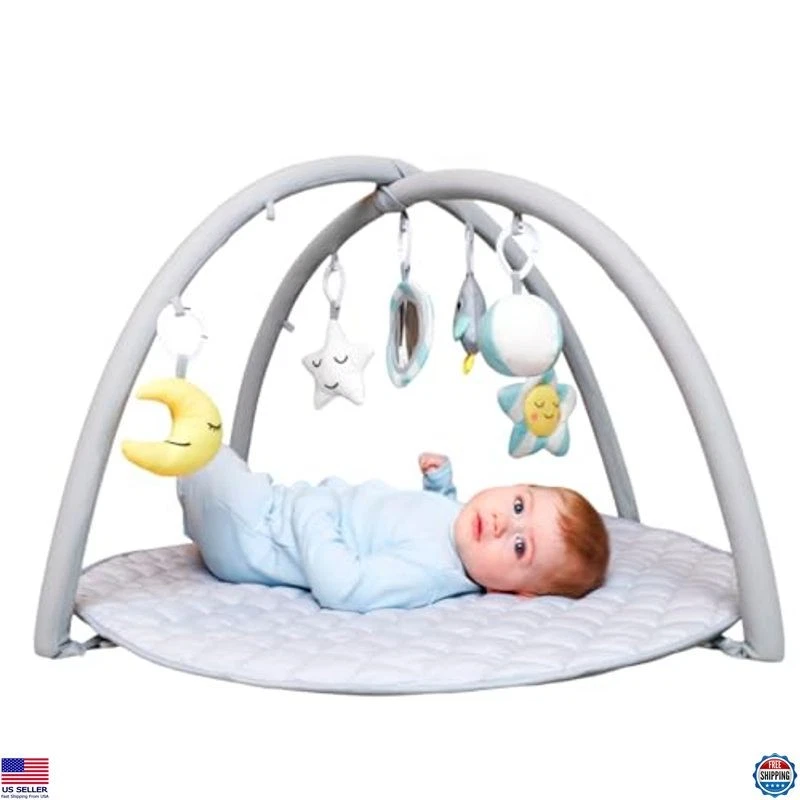 Soft & Safe Tummy Time Mat for Babies 0-18 Months, Anti-Slip Play Gym + 6 Toys