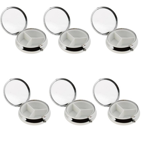 Round Metal Pill Box 3 Compartments Medicine Tablet Holder Portable Pill Case - Picture 21 of 21