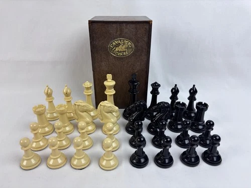 Vintage Cavalier Weighted Chessmen Tournament Chess Set 4" King 32 Pieces 1491