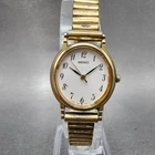 Seiko Watch Women 22mm White Dial Gold Tone Oval Bracelet 7321-6070 New Battery