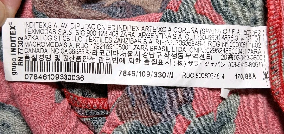 PALM ANGELS ZARA Abito Midi Smocked Medio Rosso Floreale Verde Marrone Manica Svolazzante Cottagecore