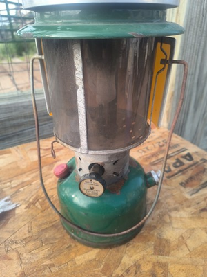 #ad #ad Coleman 220F Double Mantle Green Camping Lantern Dated 7 67 W HOBO Grill USA $45.00