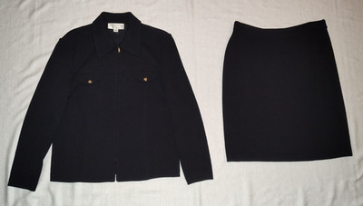 St John Collection by Marie Black  Womens 2 Piece Knit Suit Skirt Top Size 12