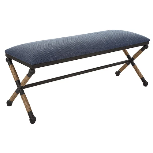 Uttermost Firth Rustic Navy Bench - Picture 5 of 6