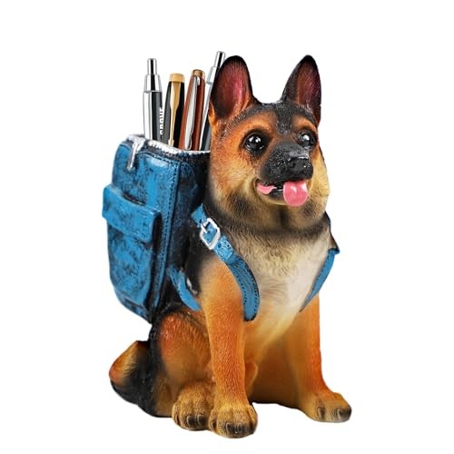 Cute Dog Pen Holder, German Shepherd Desk Organizers and Accessories, Funny - Picture 2 of 7