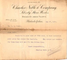 1901 Charles Noble Liberty Stove Works Philadelphia Letterhead Iron King