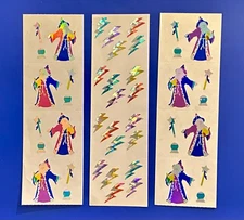 Vintage Mrs Grossman’s Stickers Sparkle Wizard Lightning Bolt HTF 3 Strips