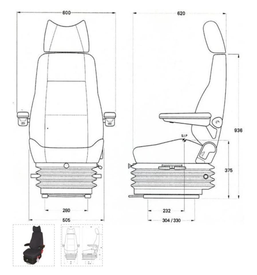 “High Back Mechanical Kab Suspension Seat  Digger, Marine, Campervan. - Image 2 of 2
