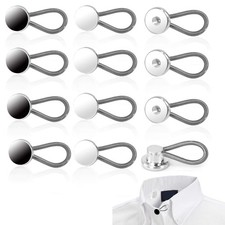 12 Pcs Collar Extenders Elastic Neck Button Extenders for Shirts Pants Jeans
