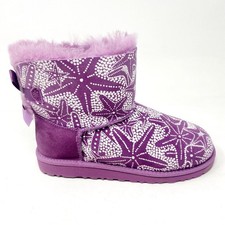 UGG Mini Bailey Bow Starfish Purple Kids Girls Sheepskin Booties 1006675Y