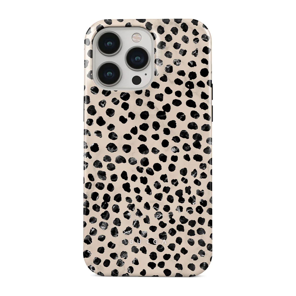 Housse iPhone 14 Pro Max rigide antichoc Burga amande beige élégante