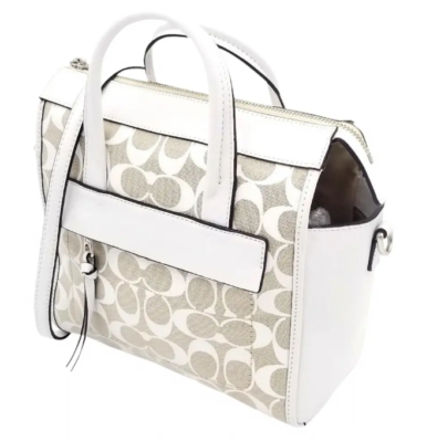 バッグ COACH Signature accessory handbag White Coach White Signature C Woven Canvas Tote/Satchel/Crossbody With