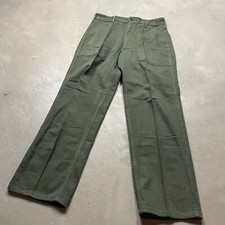 Vintage 50s Army Field Pants OG-107 Olive Drab Waldes Zipper 30x28