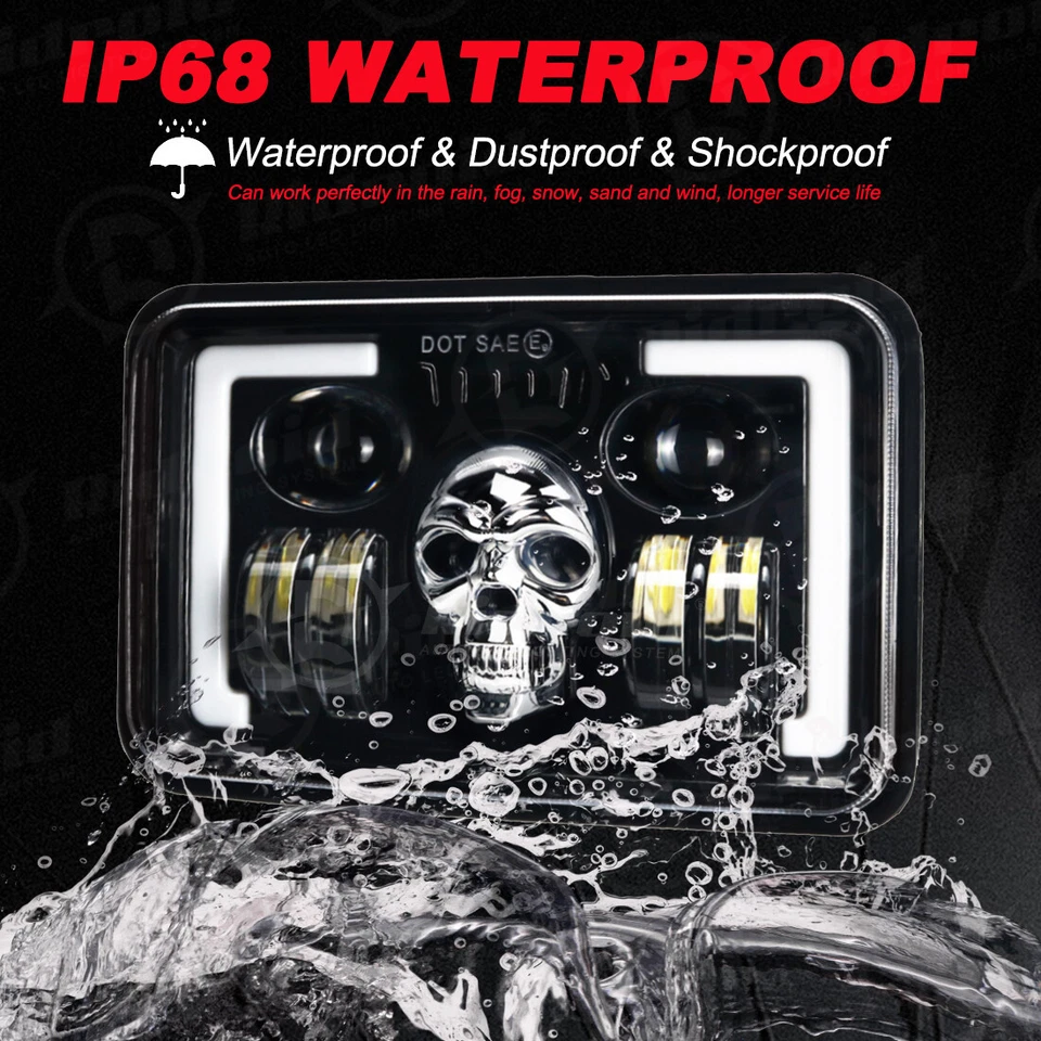 Faros LED RGB 4x6" DRL haz alto/bajo para Ford LTD Crown Victoria Mustang 77-97 Foto 4 de 4