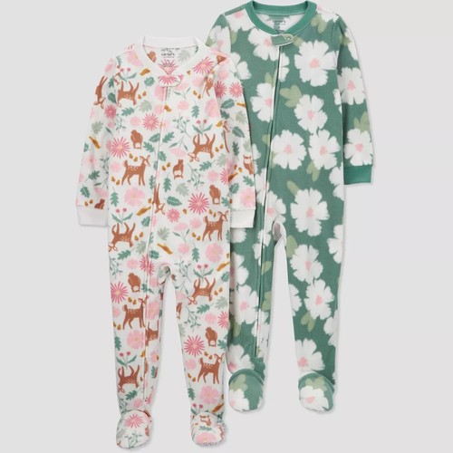 2 Pack Carter's Just One You Toddler Boys' Girls fleece Footed Pajamas - Picture 9 of 13