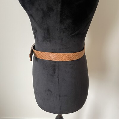 Nanette Lepore Camel Brown Snake Embossed Leather Belt Waist 