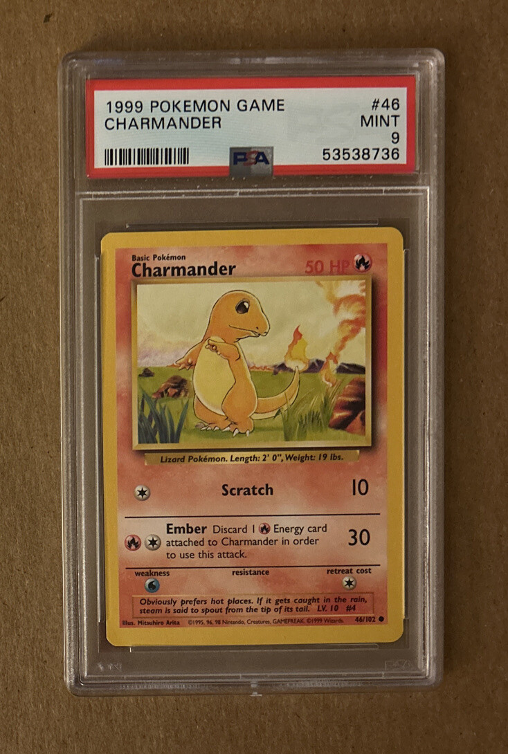 1999 Pokémon Charmander Game Card #46 PSA 9