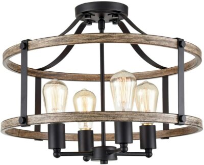 Farmhouse Semi Flush 4-Light Vintage Style Chandelier T7156-4CU