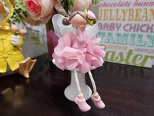 Spring Pink Fairy Shelf Sitter Easter Tier Tray Figurine Tabletop Decor