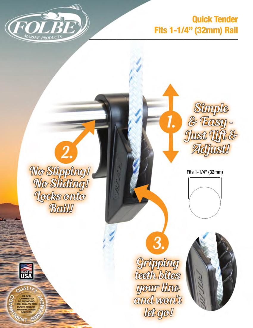 Folbe 1.25" 32mm Rails Boat Fender Adjuster Bumper Hanger Mooring Line