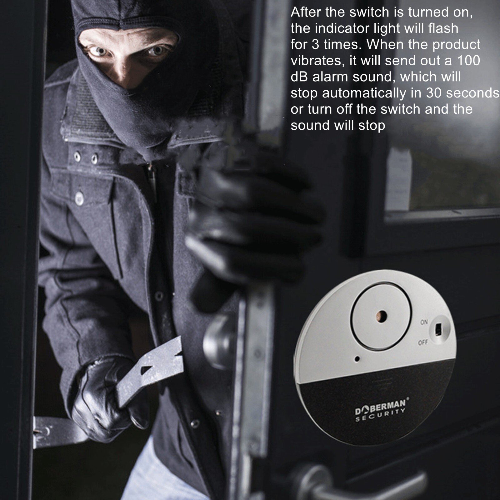 100dB Wireless Vibration Sensor Alarm Security Door Window Car Anti