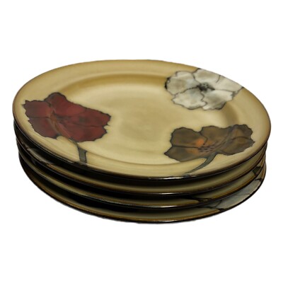 Pfaltzgraff Studio SARINA Dinner Plates Poppies Floral Stoneware Dinneware