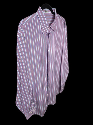 PETER MILLAR Red Green Blue Stripe 100% Cotton Button Up Dress Shirt Mens LG EUC - Picture 2 of 6