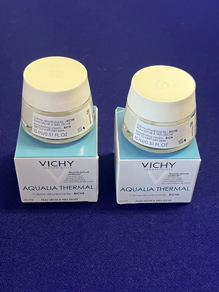 2X Creme Reidratante Térmico Rico Vichy Aqualia 0,51 oz. Viagem tamanho novo na caixa - Imagem 3 de 4
