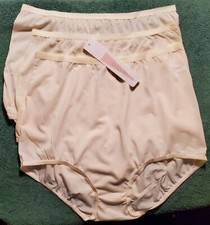 3 Pair Size 11 Ivory Nylon Full Brief ShadowLine NO Cotton Crotch or Seams