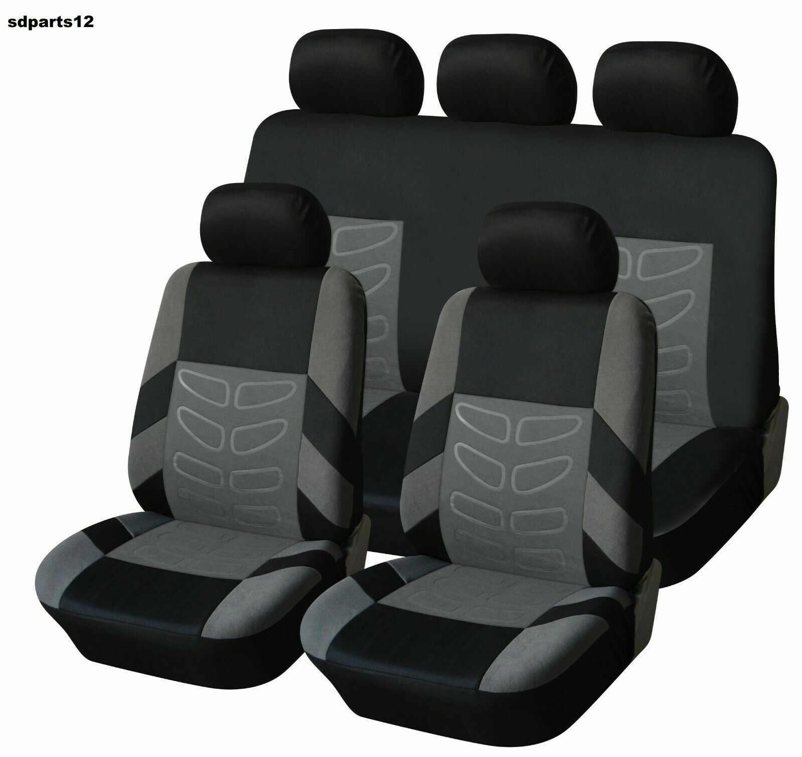 Housses de siège en tissu haute qualité finitions gris-noir pour Skoda