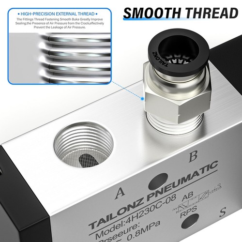 1/4" NPT 5-Wege 3 Positionen Luft Handhebel betätigtes Ventil pneumatisches Magnetventil - Bild 5 von 7