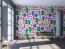 3D Dumbbell Kettle-Bell Timer Self-adhesive Removeable Wallpaper Wall Mural 199