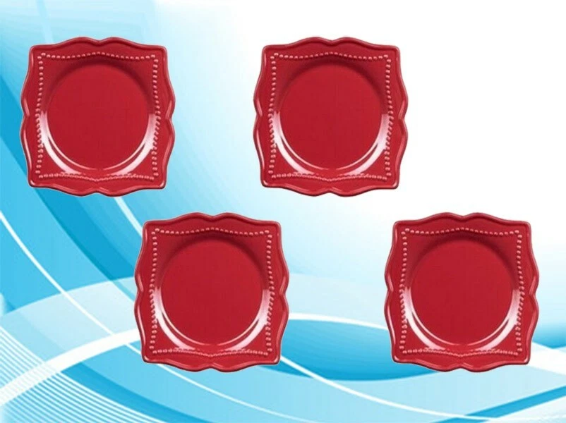 Princess House Pavillion Berry Square Dessert Plates Set of 4