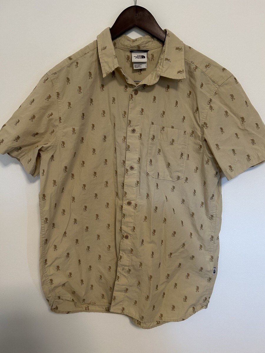 The North Face Mens Tan Hiking Short Sleeve Button Front Shirt