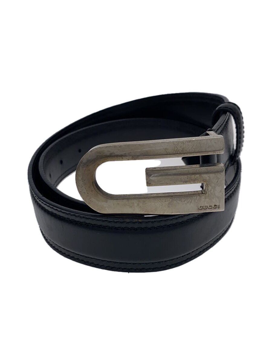 GUCCI belt leather Black plain men's 138590 1766 95 38 Used