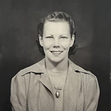 Vintage Photo Booth Photograph Beautiful Smiling Young Woman Thin Eyebrows