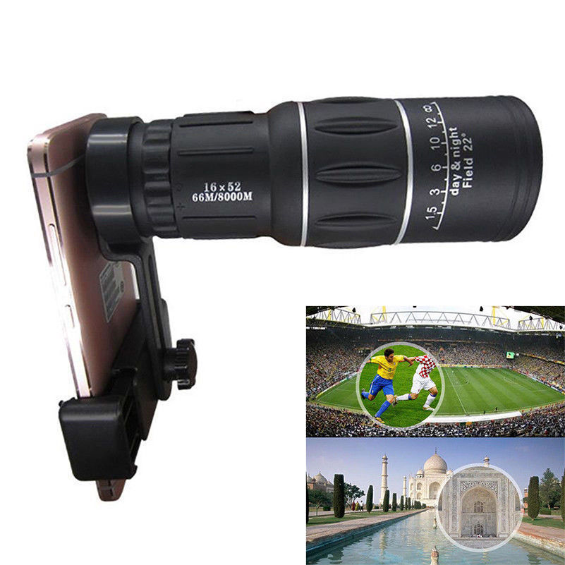 16x52 Zoom Optical Monocular Compact Dual Focus Telescope Camping